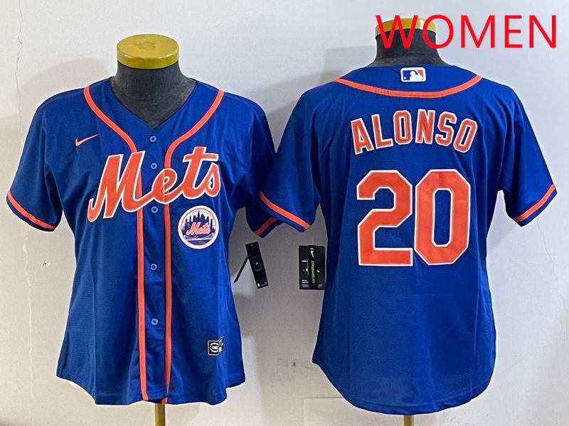 Women New York Mets #20 Alonso Blue Game Nike 2025 MLB Jersey style 4